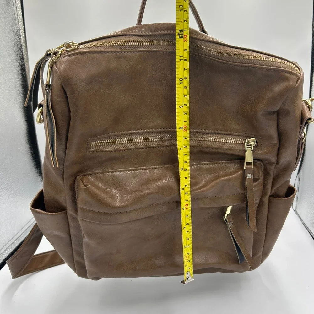 Unbranded Backpack Purse‎ Womens Medium Brown Faux Leather Guitar Strap Boho